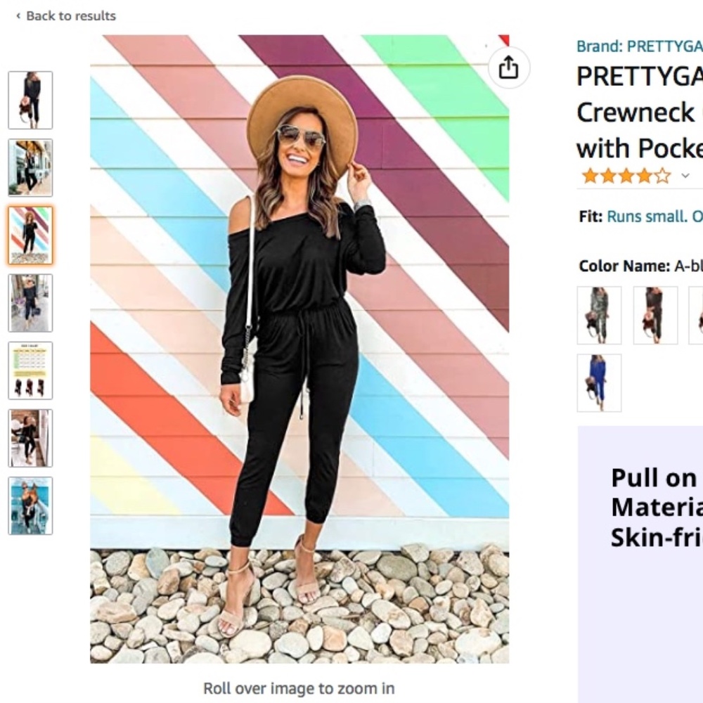 NEW Off the Shoulder Jumpsuit Elastic Waist with Pockets Size Large